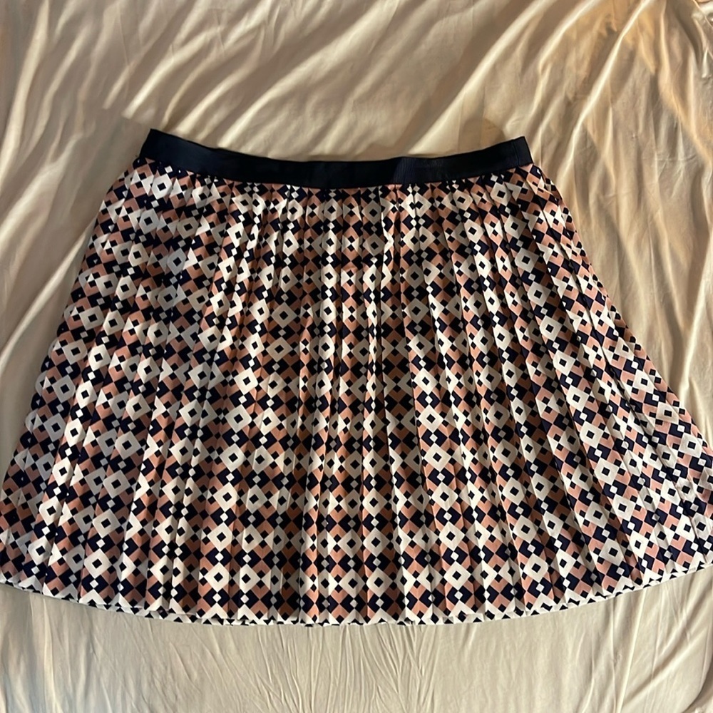 J Crew - Geometric Pleated Silk Skirt